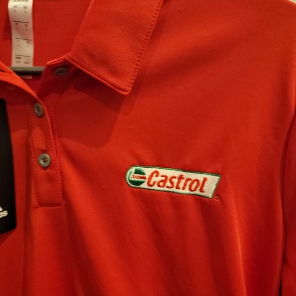 NWT Women's Castrol Adidas Red Polo LARGE Automobilia Racing Cars - Picture 5 of 5